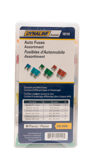Dynaline 10110 80PCS Auto Fuse, Multi-Size Assortment