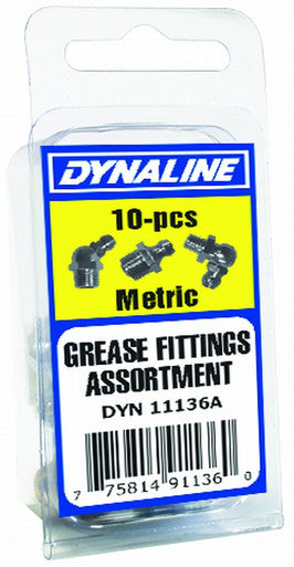 Dynaline 11136A Grease Fttng Assortm. Metric 10 Pcs / 6 Items