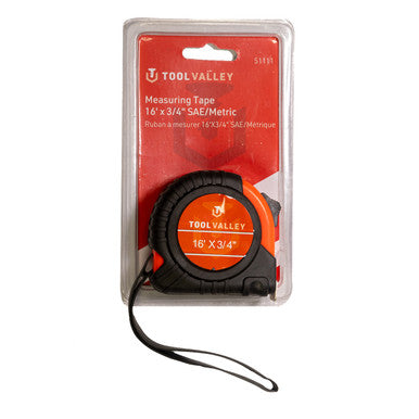 Tool Valley 51111 Measuring Tape 16' x 3/4", Metric/SAE - Red Table