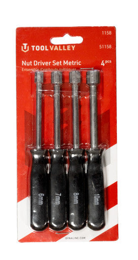 Tool Valley 51158 Nut Drivers Set Metric, 4 Pc - Red Table