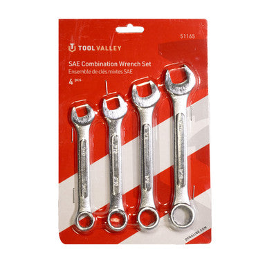 Tool Valley 51165 SAE Combination Wrench Set, 4 Pcs - Red Table