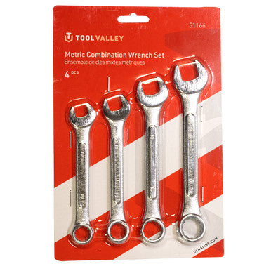 Tool Valley 51166 Metric Combination Wrench Set, 4 Pcs - Red Table