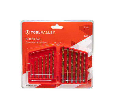 Tool Valley 51262 Drill Bit Set, 13 Pcs - Red Table