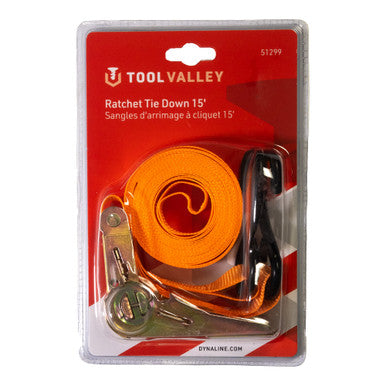 Tool Valley 51299 Ratchet Tie Down 15' - Red Table
