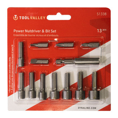 Tool Valley 51338 Power Nutdriver & Bit Set, 13 Pcs - Red Table