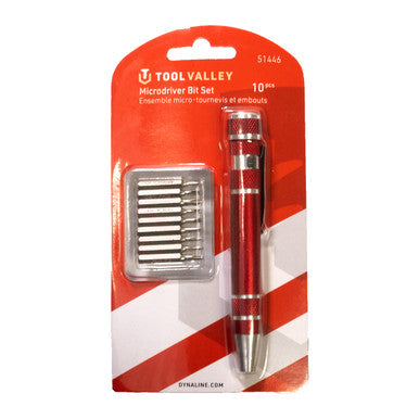 Tool Valley 51446 Microdriver Bit Set, 10 Pcs - Red Table