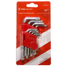 Load image into Gallery viewer, Tool Valley 51451 Tamper Proof Star Key Set, 10 Pcs - Red Table