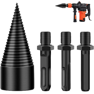 Dynaline 51484 Log Splitter Drill Bit W/ 3 Shanks