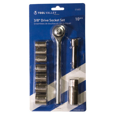 Tool Valley 51603 3/8" Drive Socket Set, 10 Pcs - Blue Table