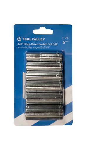 Tool Valley 51654 SAE 3/8" Deep Drive Socket Set 6Pc - Blue Table