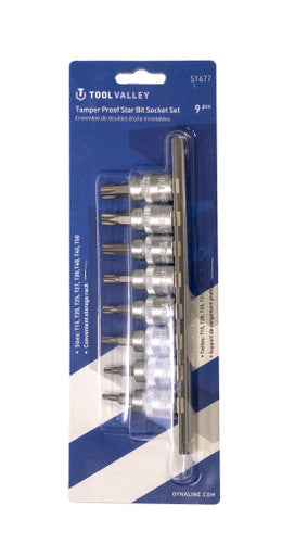 Tool Valley 51677 Tamper Proof Star Socket Set, 9 Pcs - Blue Table