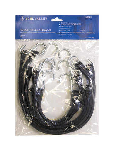 Tool Valley 56123 Rubber Tie Down Strap Set, 6 Pcs - Blue Table