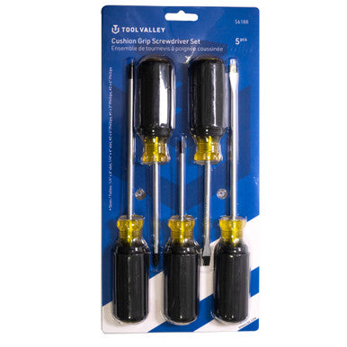 Tool Valley 56188 Cushion Grip Screwdriver Set, 5 Pcs - Blue Table