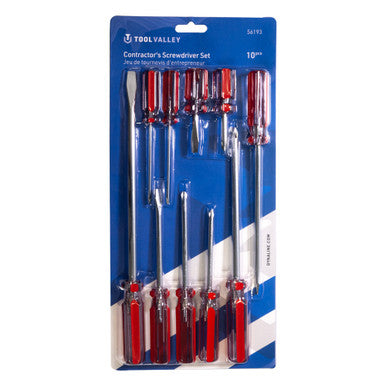 Tool Valley 56193 Contractor's Screwdriver Set – 10 Pcs
