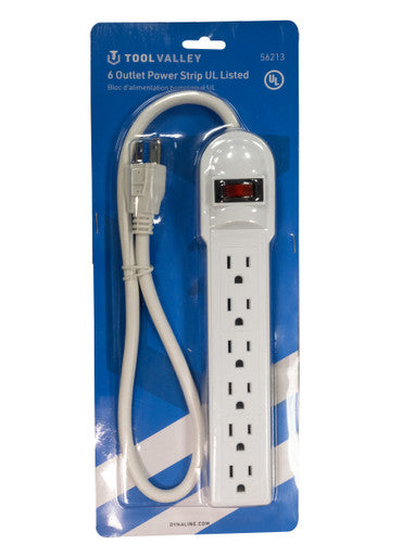 Tool Valley 56213 6 Outlet Power Strip UL Listed - Blue Table