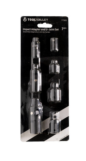 Tool Valley 77303 Impact Adapter & U-Joint St-7pc Pro Tool - Black Table