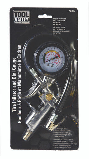 Tool Valley 77305 Tire Inflator and Dial Gauge Pro Tool - Black Table