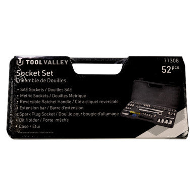 Tool Valley 77308 Socket Set - 52pc Pro Tool - Black Table