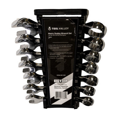 Tool Valley 77338 Metric Stubby Wrench Set - 7pc Pro Tool - Black Table