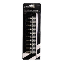 Load image into Gallery viewer, Tool Valley 77344 3/8 Dr SAE Hex Bit Socket-10pc Pro Tool - Black Table