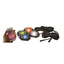 Load image into Gallery viewer, Discontinued~(2-Lbs.-7X5x5)~-New-4-Pod-RgbW-Hi-Power-Rock-Light-Complete-Kit-With-Bluetooth-App-Controls-In-Retail-Box