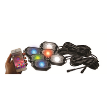 Load image into Gallery viewer, Discontinued~(3-Lbs.-7X5x5)~-New-6-Pod-RgbW-Hi-Power-Rock-Light-Complete-Kit-With-Bluetooth-App-Controls-In-Retail-Box