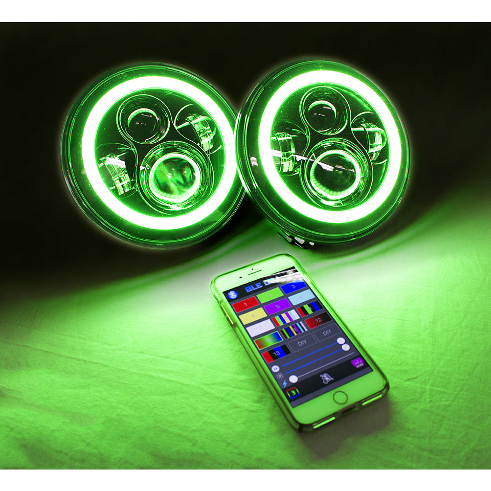 Discontinued~(6-Lbs.-16X10x5)~-(2)-7In-Led-Projector-Kit-4X10watt-W-Colorsmart-Rgb-Multi-Color-Halo-And-Plug--And-Play-H4-HL