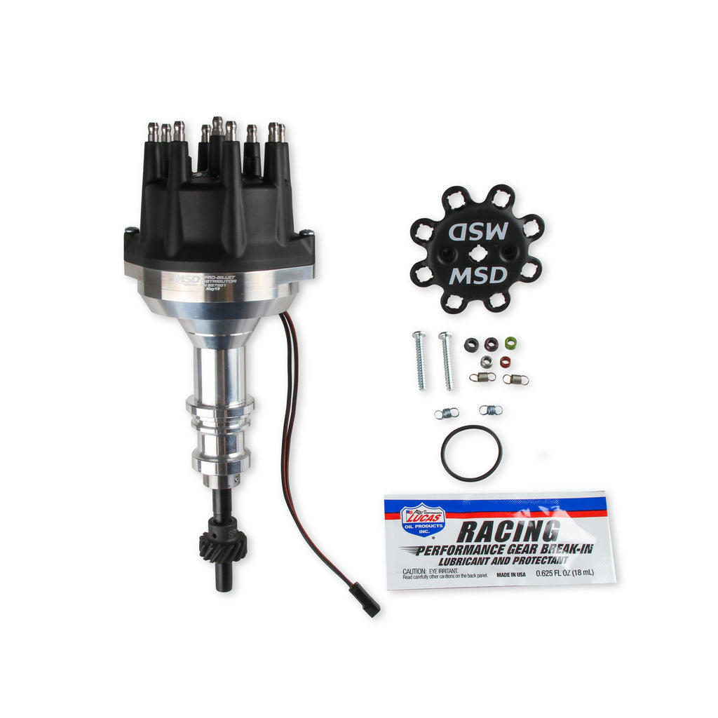 Distributor-Ford-289-302,-Pro-Billet,-Small-Black-Cap,-Steel-Gear