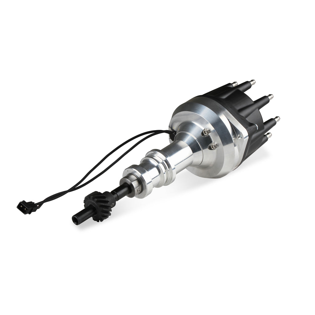 Distributor-Ford-289-302,-Pro-Billet,-Small-Black-Cap,-Steel-Gear