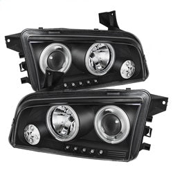 Dodge-Charger-06-10-Projector-Headlights-Halogen-Model-Ccfl-Halo-Led-Blk-Pro-Yd-Dch05-Ccfl-Bk