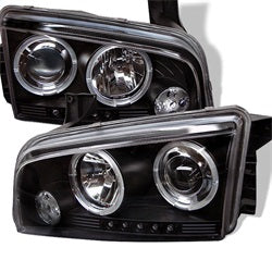 Dodge-Charger-06-10-Projector-Headlights-Halogen-Only---Led-Halo-Led-Blk-Pro-Yd-Dch05-Led-Bk