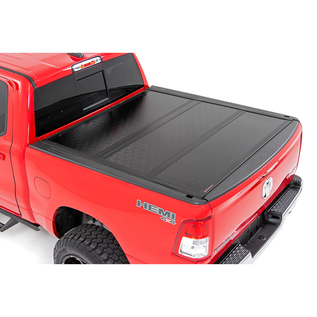 Dodge-Low-Profile-Hard-Tri-Fold-Tonneau-Cover-19-20-Ram-1500-QuadMega-Cab-5.5Ft;-Bed-WO-Rambox-Rough-Country