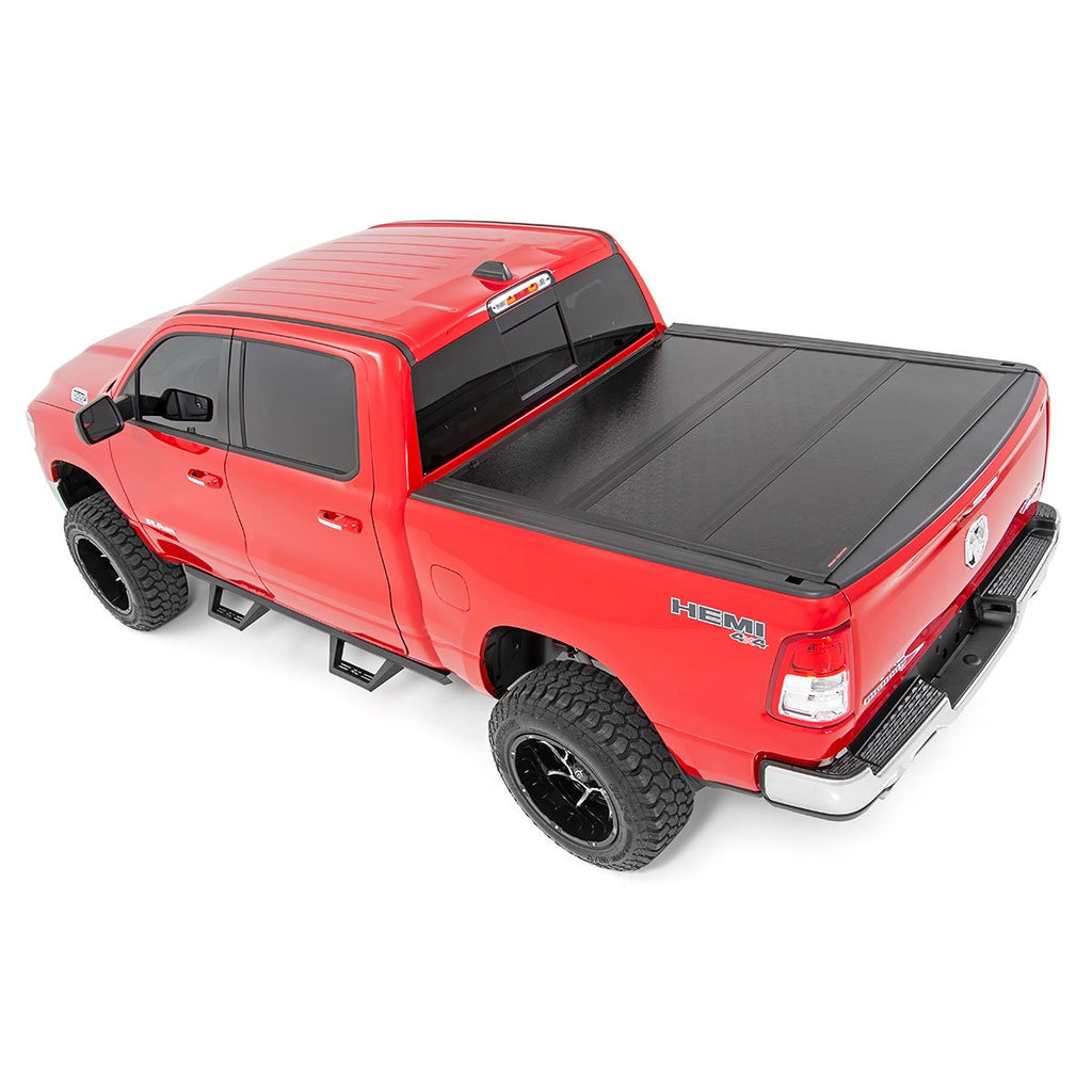 Dodge-Low-Profile-Hard-Tri-Fold-Tonneau-Cover-19-20-Ram-1500-QuadMega-Cab-5.5Ft;-Bed-WO-Rambox-Rough-Country