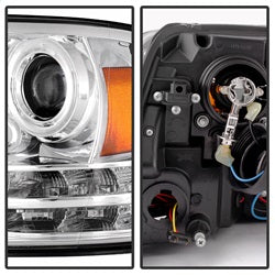 Dodge-Ram-09-12-Projector-Headlights-Light-Bar-Drl-Chrome-Pro-Yd-Dr09-Lbdrl-C
