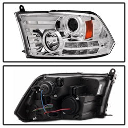 Dodge-Ram-13-15-Projector-Headlights-Light-Bar-Drl-Chrome-Pro-Yd-Dr13-Lbdrl-C