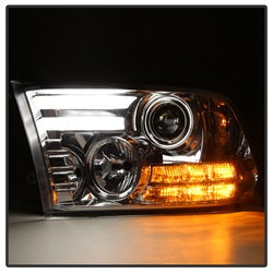 Dodge-Ram-13-15-Projector-Headlights-Light-Bar-Drl-Chrome-Pro-Yd-Dr13-Lbdrl-C