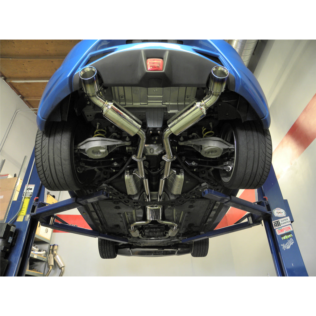 Dual-60Mm-S.S.-Cat-Back-System-W-Built-In-Resonated-X-Pipe-Custom-Molded-S.S.Flanges-Embossed-Injen-Logos-On-All-Mufflers-And-Resonated-Titanium-Dual-Wall-Rolled--Burnt-Tips.