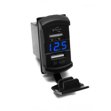 Load image into Gallery viewer, Dual-Port-Usb-Rocker-Panel-Sized-With-Blue-Voltmeter
