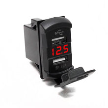 Load image into Gallery viewer, Dual-Port-Usb-Rocker-Panel-Sized-With-Red-Voltmeter