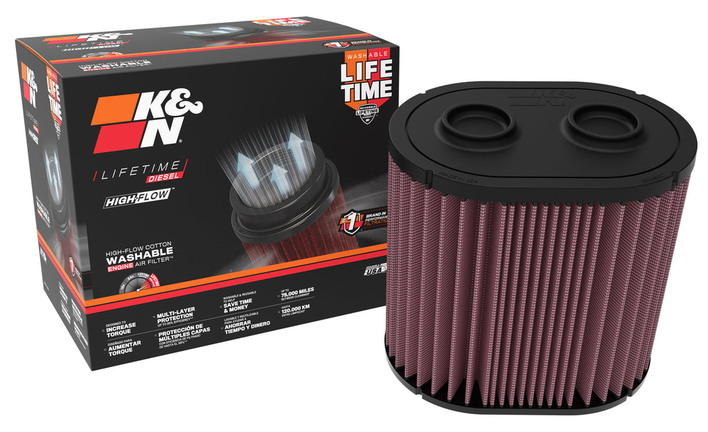 K&N E-0644 Replacement Air Filter for Select Ford F-250 Super Duty, Ford F-350 Super Duty, Ford F-450 Super Duty, Ford F-550 Super Duty