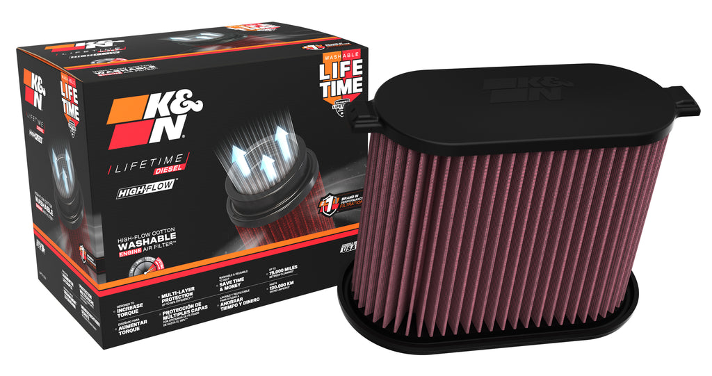 K&N E-0785 Replacement Air Filter for Select Ford F-250 Super Duty, Ford F-350 Super Duty, Ford F-450 Super Duty, Ford F-550 Super Duty