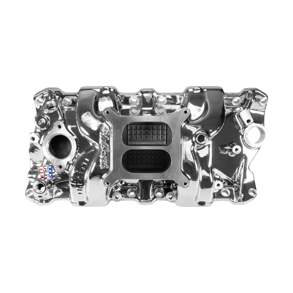 Edelbrock 7101-CP Performer RPM SBC Intake Manifold, Chrome Plasma for Select Avanti II, Checker Aerobus, Checker Deluxe, Checker Marathon, Checker Taxicab, Chevrolet 3B, Chevrolet 3C, Chevrolet 3D, Chevrolet 3E, Chevrolet 3F, Chevrolet 3G, Chevrolet Bel