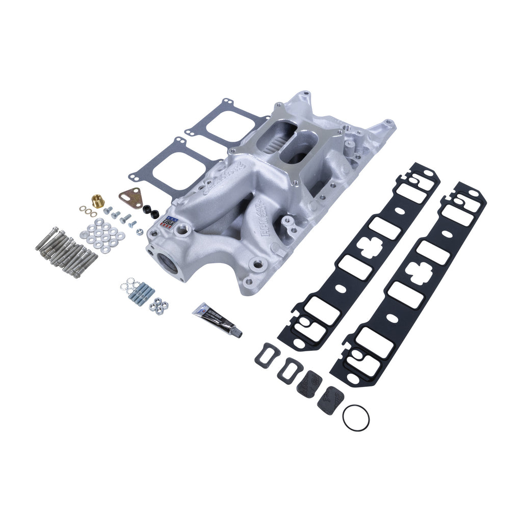 Edelbrock 7521-KIT Manifold & Install Kit, SB Ford RPM Air-Gap 7521 w/Gaskets, Bolts, Studs, RTV