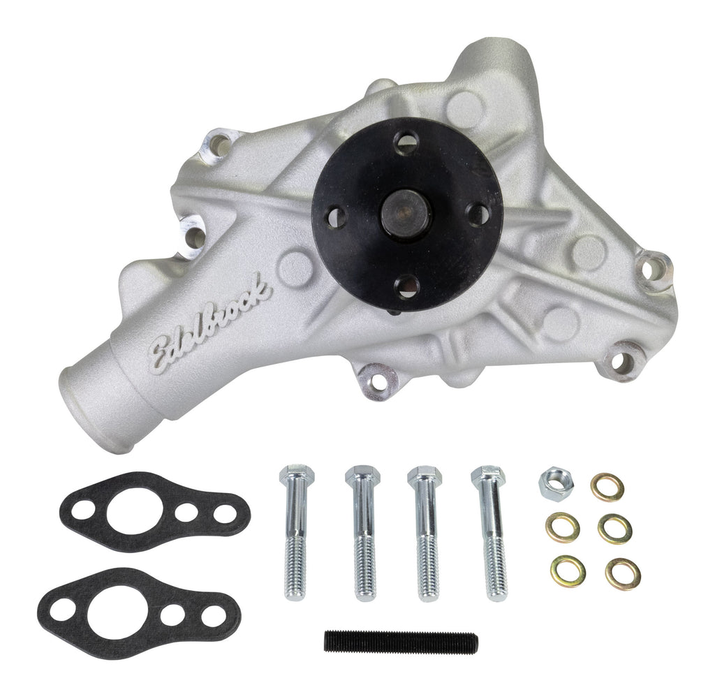 Edelbrock 88810 Long Water Pump For Small-Block Chevy, Reverse Rotation, Satin Finish for Select Chevrolet Astro, Chevrolet Blazer, Chevrolet C1500, Chevrolet C1500 Suburban, Chevrolet C2500, Chevrolet C2500 Suburban, Chevrolet C3500, Chevrolet Camaro,