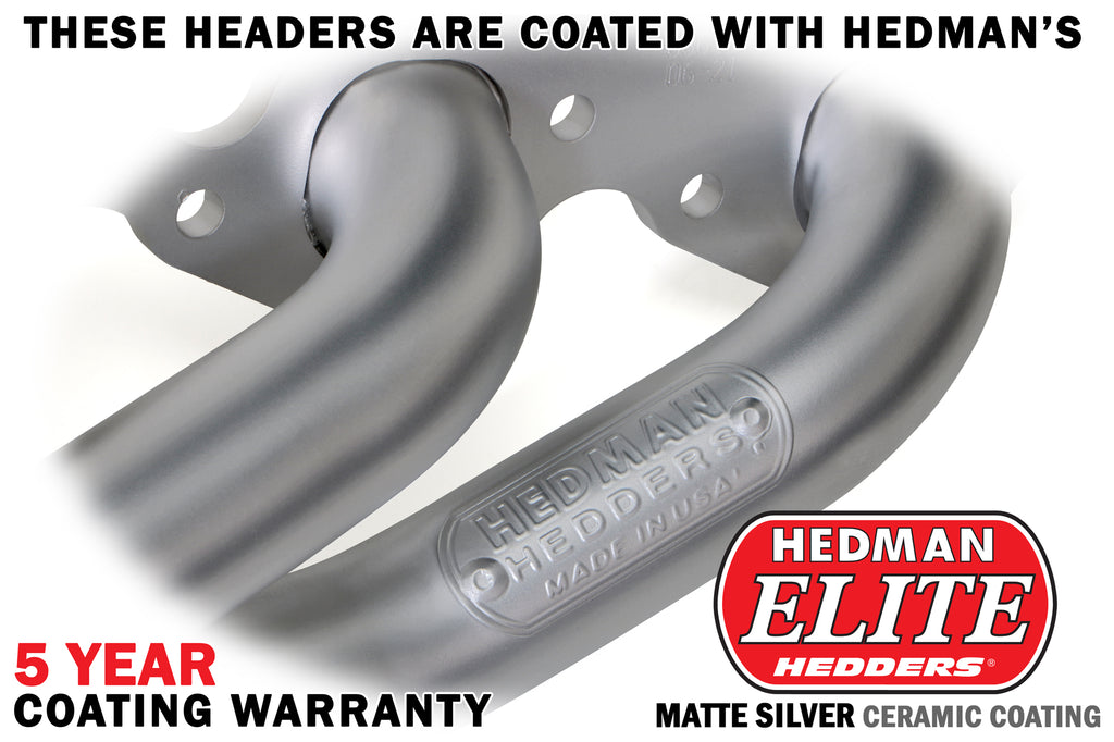 Hedman Hedders 61618 HD Silver Mid-Length EO Headers For 67-81 Camaro 396-502 w/A.I.R. for Select Chevrolet Bel Air, Chevrolet Biscayne, Chevrolet Brookwood, Chevrolet Camaro, Chevrolet Caprice, Chevrolet Chevelle, Chevrolet Chevy II, Chevrolet El