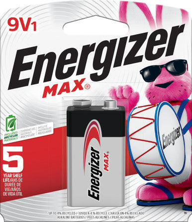 Energizer 522BP MAX 9V Battery (1 Pack), 9 Volt Alkaline Batteries
