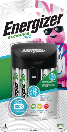 Energizer CHPROWB4 Rechargeable AA and AAA Battery Charger (Recharge Pro) with 4 AA NiMH Rechargeable Batteries
