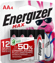 Load image into Gallery viewer, Energizer E91BP-4 MAX AA Batteries (4 Pack), Double A Alkaline Batteries