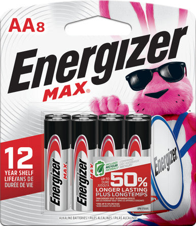 Energizer E91MP-8 MAX AA Batteries (8 Pack), Double A Alkaline Batteries
