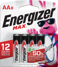 Load image into Gallery viewer, Energizer E91MP-8 MAX AA Batteries (8 Pack), Double A Alkaline Batteries